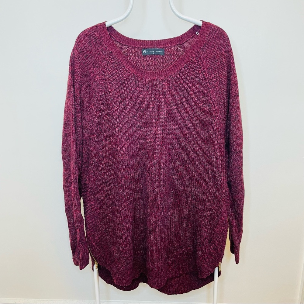 Fashion to Figure Dual Side Zip Tunic Sweater